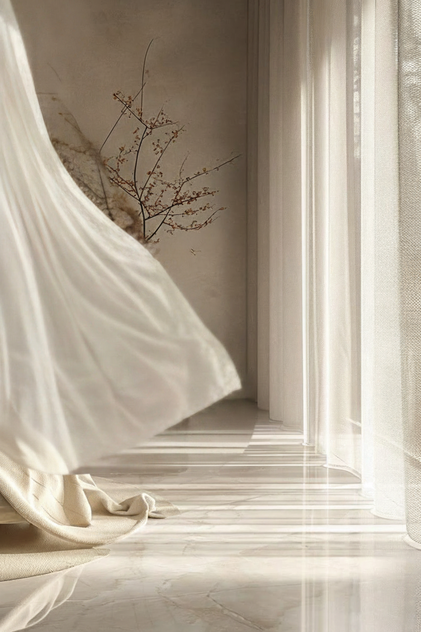 Bedroom with Billowing Fabric